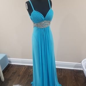 Cache blue beaded long dress